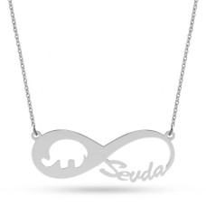 14 Ayar Altın Fil Sonsuzluk İsim Kolye - AD25