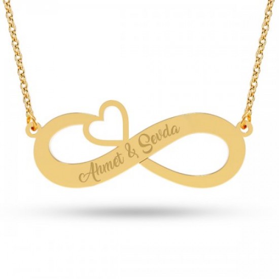 14 Ayar Altın Kalp Sonsuzluk İsim Kolye - AD26