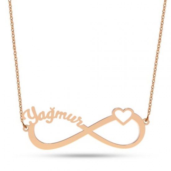 14 Ayar Altın Kalp Sonsuzluk İsim Kolye - AD29