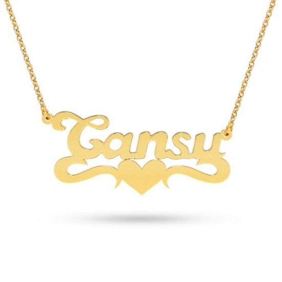 14 Ayar Altın İsim Kolye - AD30