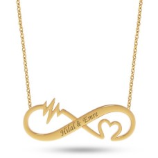 14 Ayar Altın Kalp Ritmi İsim Kolye - AD31