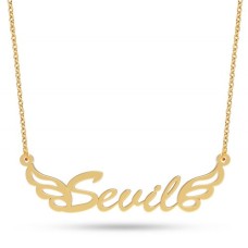 14 Ayar Altın Melek Kanadı İsim Kolye AD33