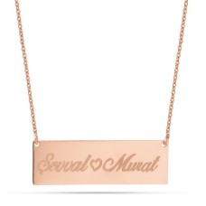 14 Ayar Altın Dikdörtgen Plaka İsim Kolye - AD35