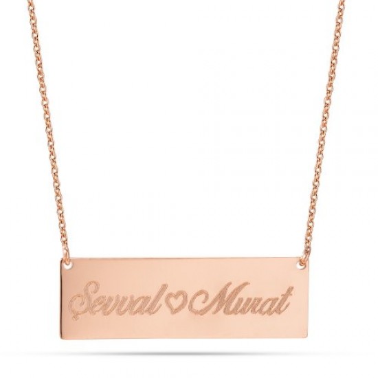 14 Ayar Altın Dikdörtgen Plaka İsim Kolye - AD35