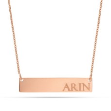 14 Ayar Altın Yatay Plaka İsim Kolye - AD39