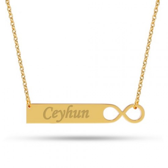 14 Ayar Yatay Plaka İsim Kolye - AD46