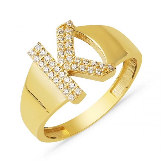 14 Ayar Altın K Harf Yüzük YZK421