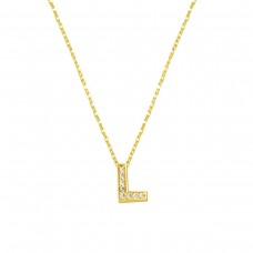Taşlı L Harfi Minimal Kolye KLY2003