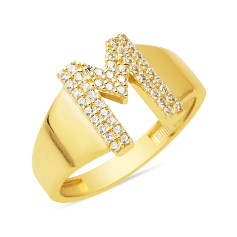 14 Ayar Altın M Harf Yüzük YZK423 14 Ayar Altın M Harf Yüzük YZK423