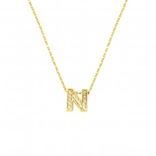 Taşlı N Harfi Minimal Kolye KLY2005