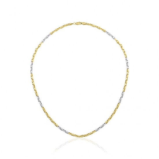 Oval Barlı Yeşil Beyaz Zincir Kolye ZKU105