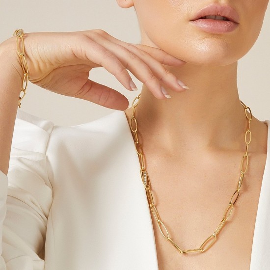 Oval Ataş Toplu Zincir Kolye ZKU103 Oval Ataş Toplu Zincir Kolye ZKU103