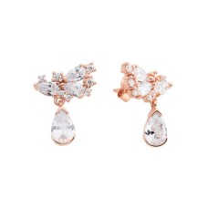 Damla Taşlı Çiçek Gümüş Küpe GMS559