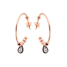 Damla Taşlı Halka Gümüş Küpe GMS562