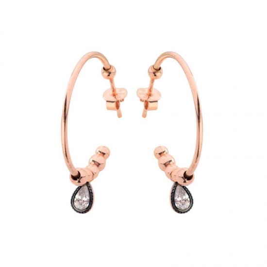 Damla Taşlı Halka Gümüş Küpe GMS562