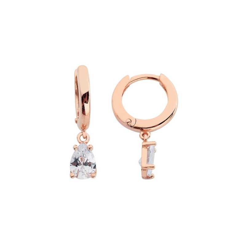 Damla Tektaş Halka Gümüş Küpe GMS564 Damla Tektaş Halka Gümüş Küpe GMS564