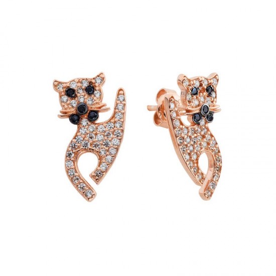 Kedi  Gümüş Küpe  GMS587