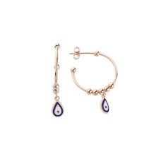 Mineli Yarım Halka Gümüş Küpe  GMS615