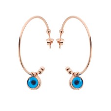 Nazar Boncuklu Halka Gümüş Küpe  GMS622