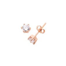 Orta Boy Altı Tırnak Tektaş Gümüş Küpe  GMS624