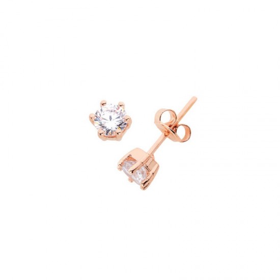 Orta Boy Altı Tırnak Tektaş Gümüş Küpe  GMS624