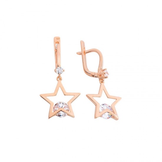 Sallantı Taşlı Yıldız Gümüş Küpe  GMS669