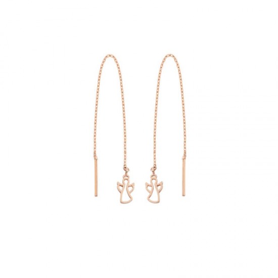 Sallantılı Zincirli Melek Gümüş Küpe  GMS665