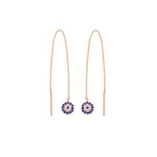 Sallantılı Zincirli Nazar Gümüş Küpe  GMS667