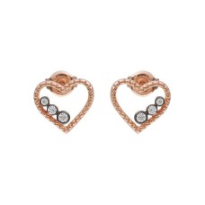 Sıra Taş Kalp Gümüş Küpe  GMS674