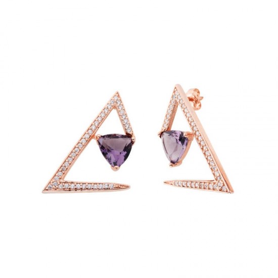 Üçgen Taşlı Abiye Gümüş Küpe GMS699 Üçgen Taşlı Abiye Gümüş Küpe GMS699