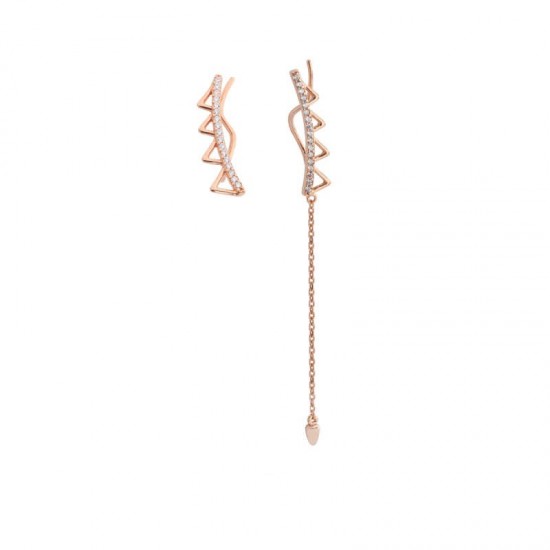 Zincirli Kıkırdak Sallantılı Gümüş Küpe  GMS718  