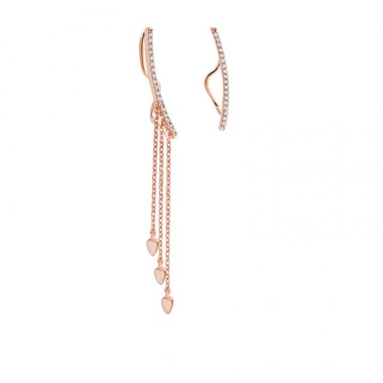 Zincirli Kıkırdak Sallantılı Yay Gümüş Küpe GMS719 Zincirli Kıkırdak Sallantılı Yay Gümüş Küpe GMS719