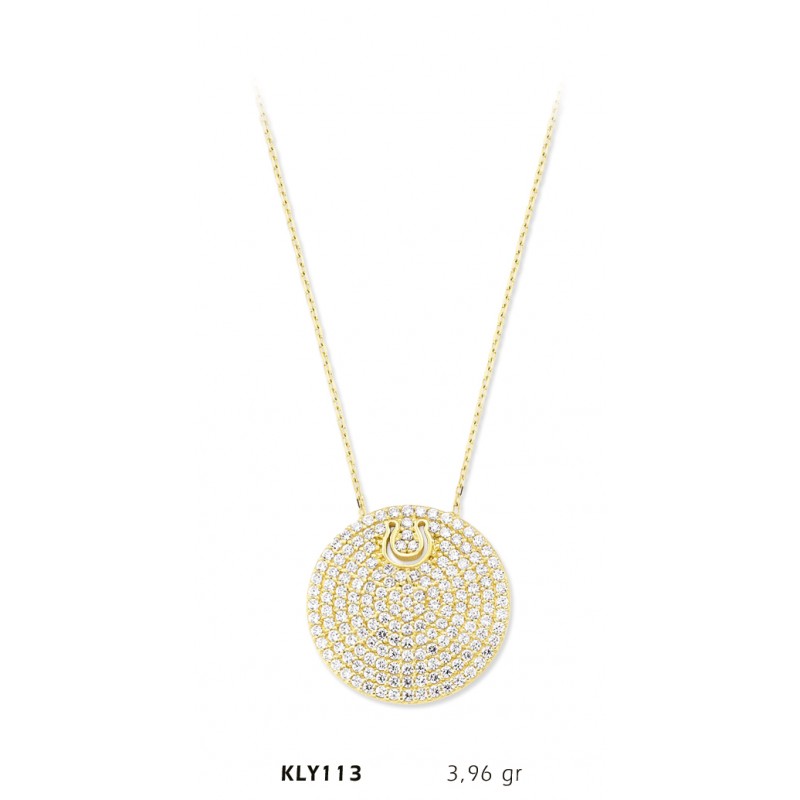 14 Ayar Altın At Nalı Daire Kolye KLY113