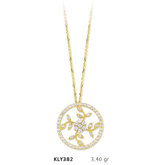 14 Ayar Altın Fantezi Çiçek Kolye KLY382
