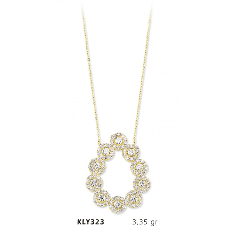 14 Ayar Altın Fantezi Damla Kolye KLY323