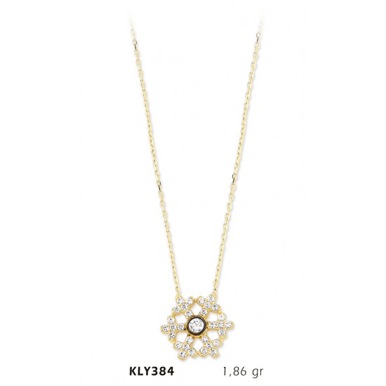 14 Ayar Altın Fantezi Kar Tanesi Kolye KLY384