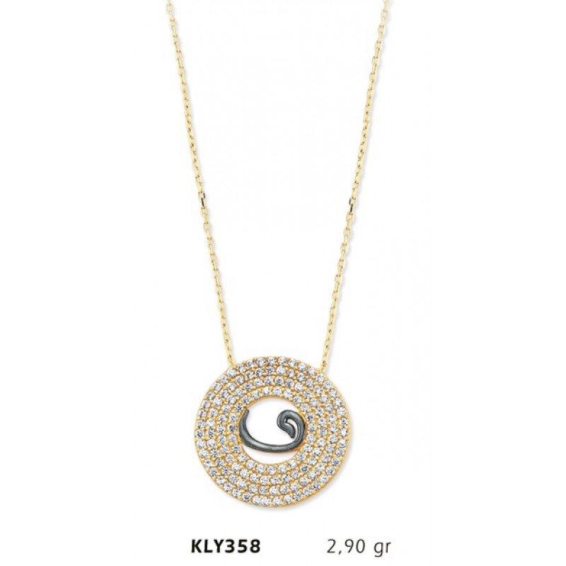 14 Ayar Altın Fantezi Vav Kolye KLY358