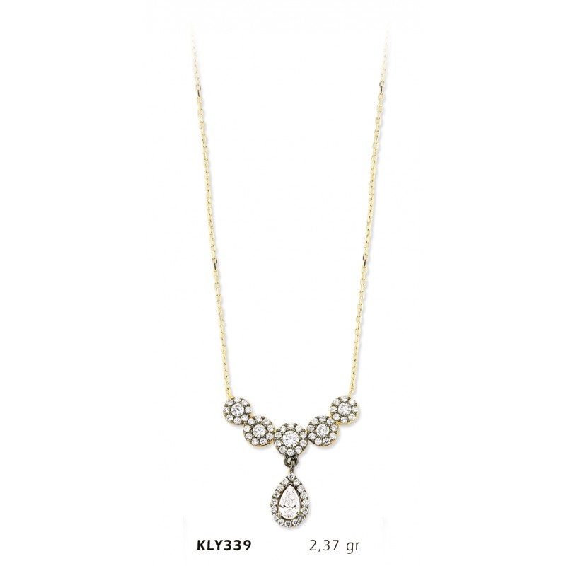 14 Ayar Altın Fantezi Taşlı Kolye KLY339