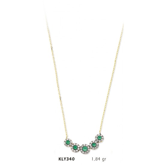 14 Ayar Altın Fantezi Yeşil Taşlı Kolye KLY340 14 Ayar Altın Fantezi Yeşil Taşlı Kolye KLY340