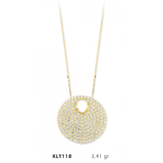 14 Ayar Altın Fatma Eli Daire Kolye KLY118