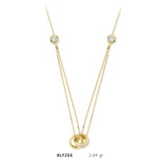 14 Ayar Altın İkili Halka Kolye KLY255