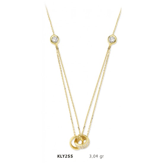 14 Ayar Altın İkili Halka Kolye KLY255 14 Ayar Altın İkili Halka Kolye KLY255