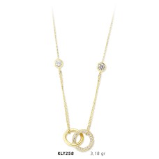 14 Ayar Altın İkili Halka Kolye KLY258