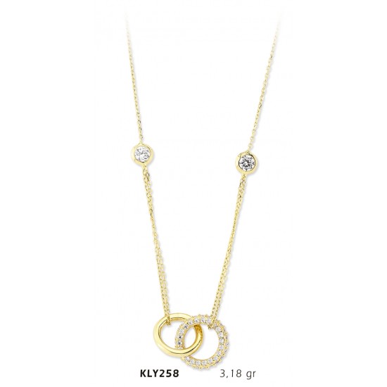 14 Ayar Altın İkili Halka Kolye KLY258