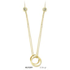14 Ayar Altın İkili Halka Kolye KLY259