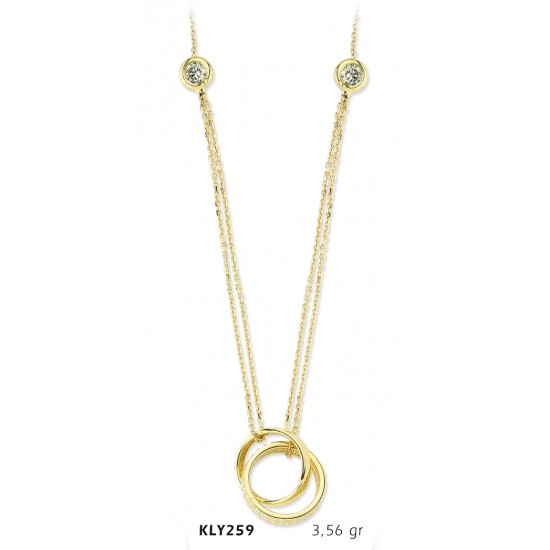 14 Ayar Altın İkili Halka Kolye KLY259