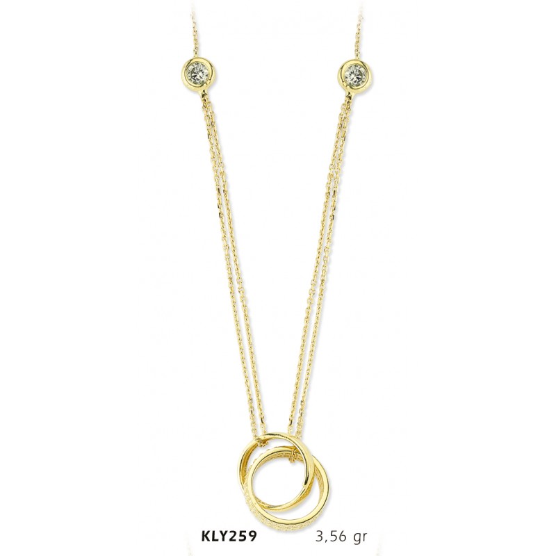 14 Ayar Altın İkili Halka Kolye KLY259