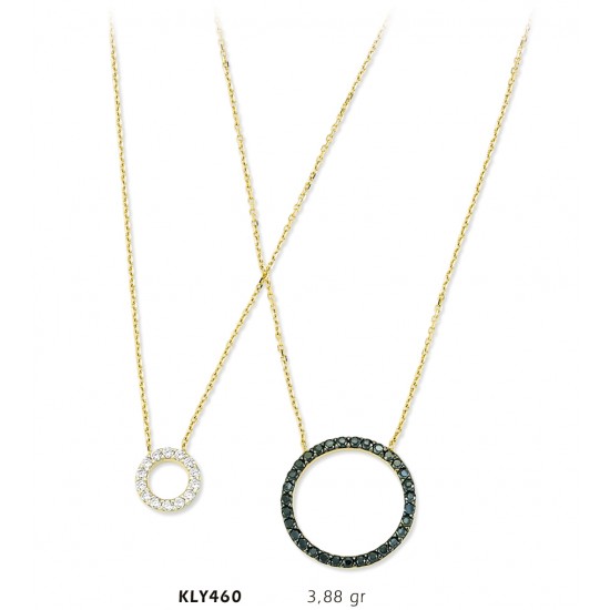 14 Ayar Altın İkili Halka Kolye KLY460 14 Ayar Altın İkili Halka Kolye KLY460