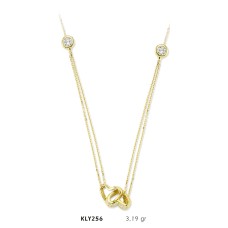 14 Ayar Altın İkili Kalp Kolye KLY256