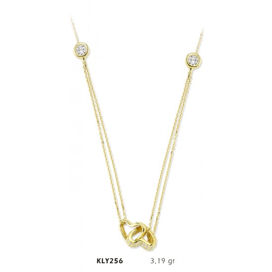 14 Ayar Altın İkili Kalp Kolye KLY256